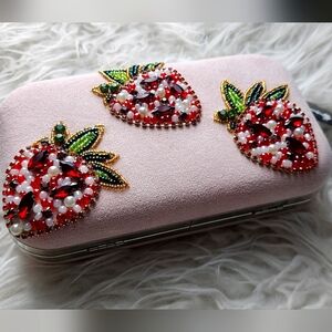 NWT Embellished Strawberry Clutch